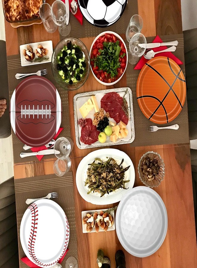 HiEnjoin 50PCS Sports Birthday Party Paper Plates, Baseball Football Soccer Basketball Golf Disposable Paper Plates for Boy Birthday Party Decoration Supplies Favors - Image 4